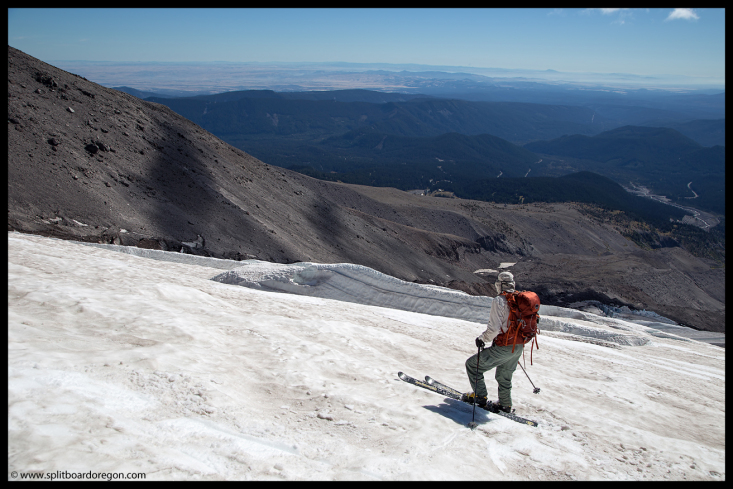 Skiing above the crevasses