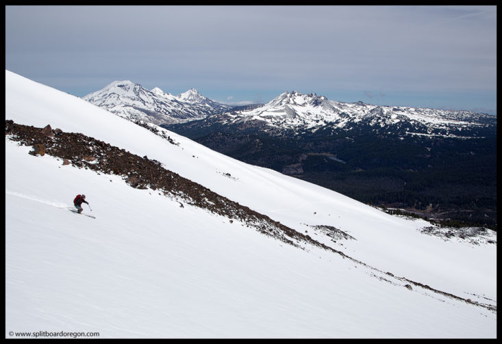 Dan skiing in front of Broken Top